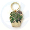 Fertigung maßgeschneidertes Design Hart Emaille Monstera Blatttopftopf Pflanze Schlüsselanhänger Keyrings Anhänger Custom Plant Schlüsselbund