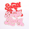 Großhandel Weihnachten Chenille Patches Big Eisen auf rotrosa bestickten Santa Baby Chenille Patch mit goldenem Glitzer für Kleidung