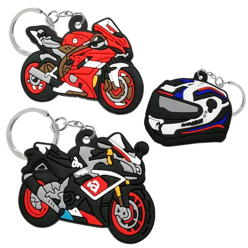 Puppe Anhänger Cartoon Animation Custom Logo Geschenk Motorrad doppelseitiger PVC-Schlüsselbund