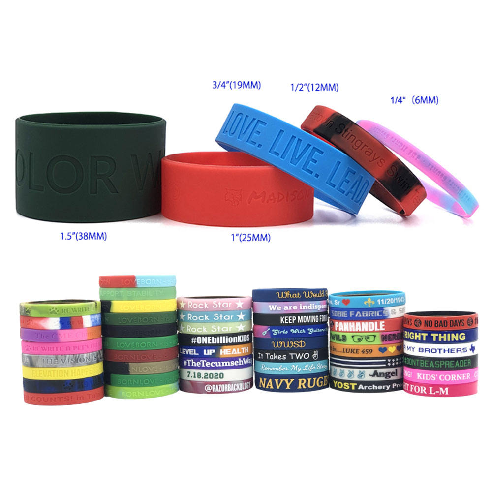 Personalisierte Tinte injiziertes Handgelenkband Gummi -Armband Custom Logo Silikon Armband für Werbe- und Geschäftsingenieurwesen