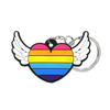 Custom Heart Form Gummi medizinischer Schlüsselschlüsselkette 2D Gay Pride LGBT Regenbogen PVC Silikonschlüsselkette mit Ring