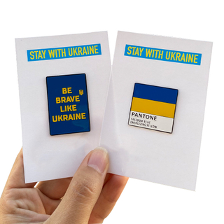 Hochwertige Druckkollektion Promotion patriotisch Abzeichen weicher Emaille Ukraine USA Freundschaftskreuz Flagge Pin