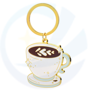 Benutzerdefinierte Großhandel 3D Cartoon Keychain Luxus niedlicher Designer Kaffee Metallschlüsselkettenzubehör Geschenk