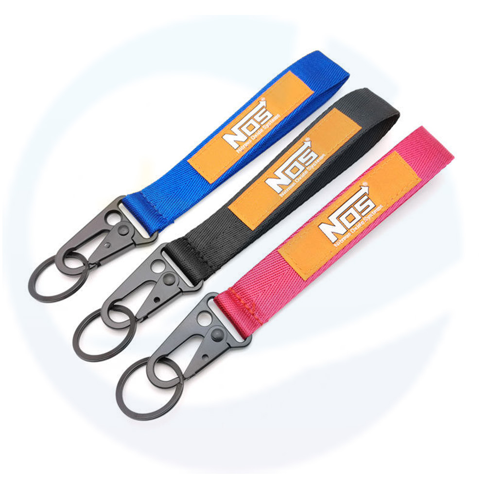 Großhandelspezifische Logo -Werbeschlüsselkainer Carabiner Polyester Schlüsselketten Personalisierte Schlüsselbund -Handgelenk Lanyard Schlüsselbund