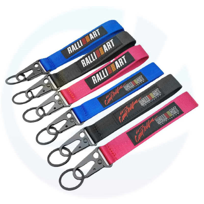 Großhandelspezifische Logo -Werbeschlüsselkainer Carabiner Polyester Schlüsselketten Personalisierte Schlüsselbund -Handgelenk Lanyard Schlüsselbund