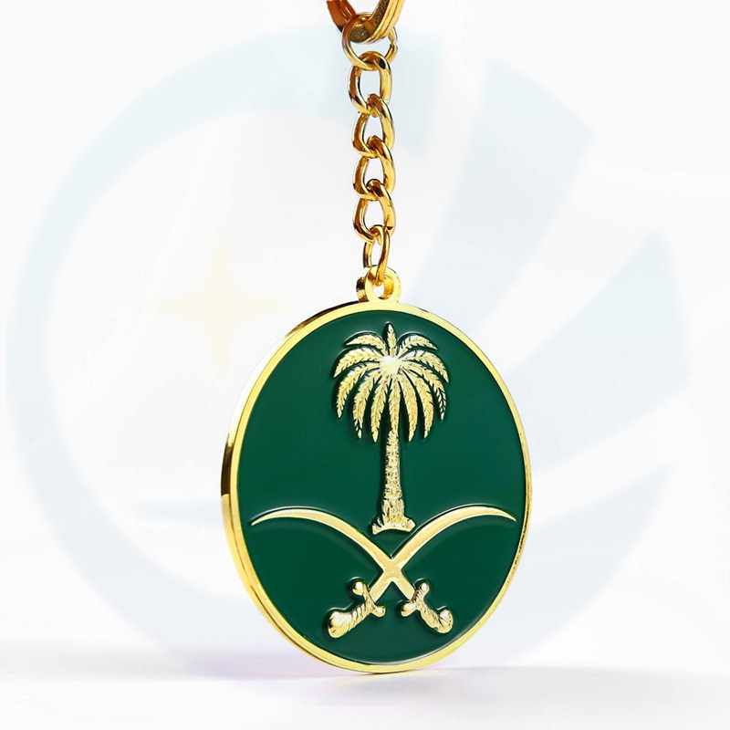 Wholesales Saudi -Arabien -Firma Logo Souvenir Keyring benutzerdefinierte doppelseitige Emaille -Schlüsselbund für Geschenk