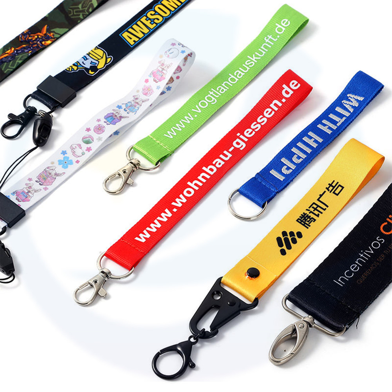 Hochwertige, angepasste gedruckte kurze Gurtschlüsselkette Lanyard Mobiltelefonhalter Handgelenk Lanyard für Werbung