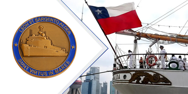 Enthüllung der Marineschiffsdesigns bei Chile Navy Challenge Münzen