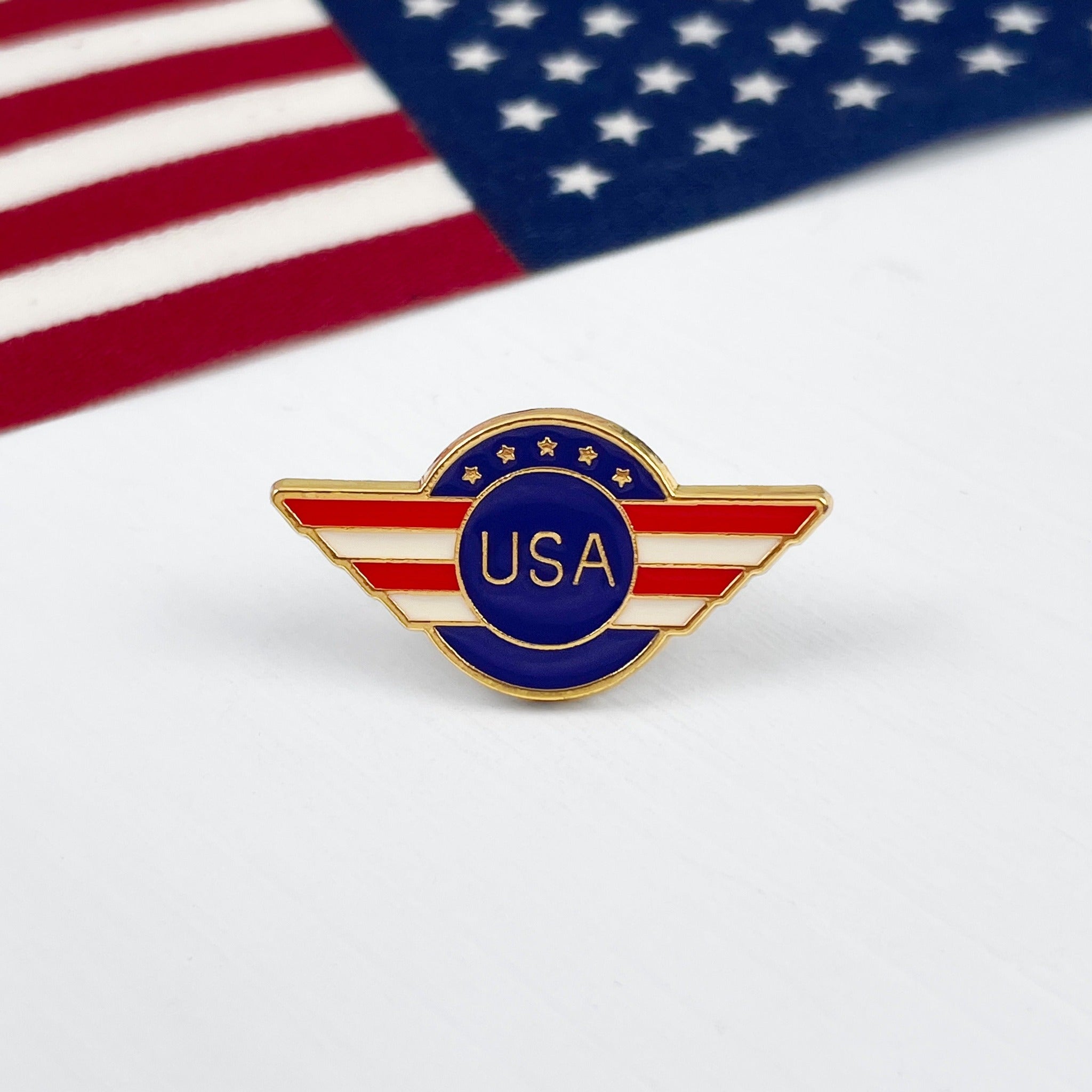 Modeschmuck Broschen USA Amerikanische Flagge Brosche Kristall Insektenbroche Pin Schmuckdesigner Custom Broschen für Frauen