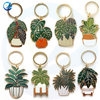 Fertigung maßgeschneidertes Design Hart Emaille Monstera Blatttopftopf Pflanze Schlüsselanhänger Keyrings Anhänger Custom Plant Schlüsselbund