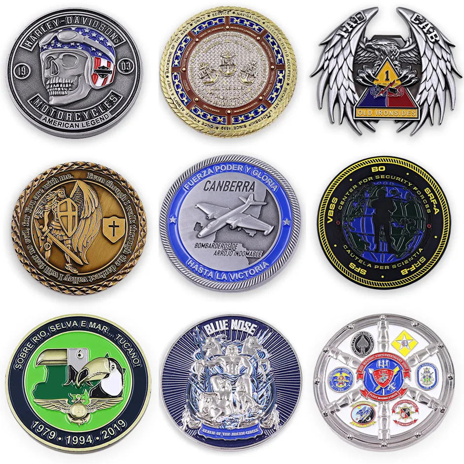 Hersteller Metal Coin Custom No Mindeststempel Casting 3D Blank Emaille Euro Münzen Navy Air Force Souvenir Challenge Coin