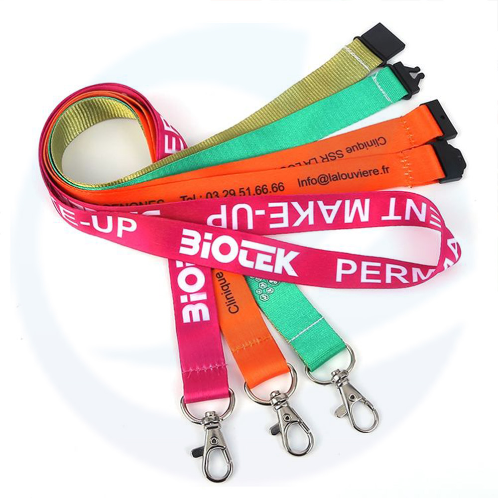 Low MOQ benutzerdefinierte gedruckte leere Sublimation Neckriemen -ID -Abzeichenausweiskarte Lanyards mit Logo Custom Polyester Lanyard