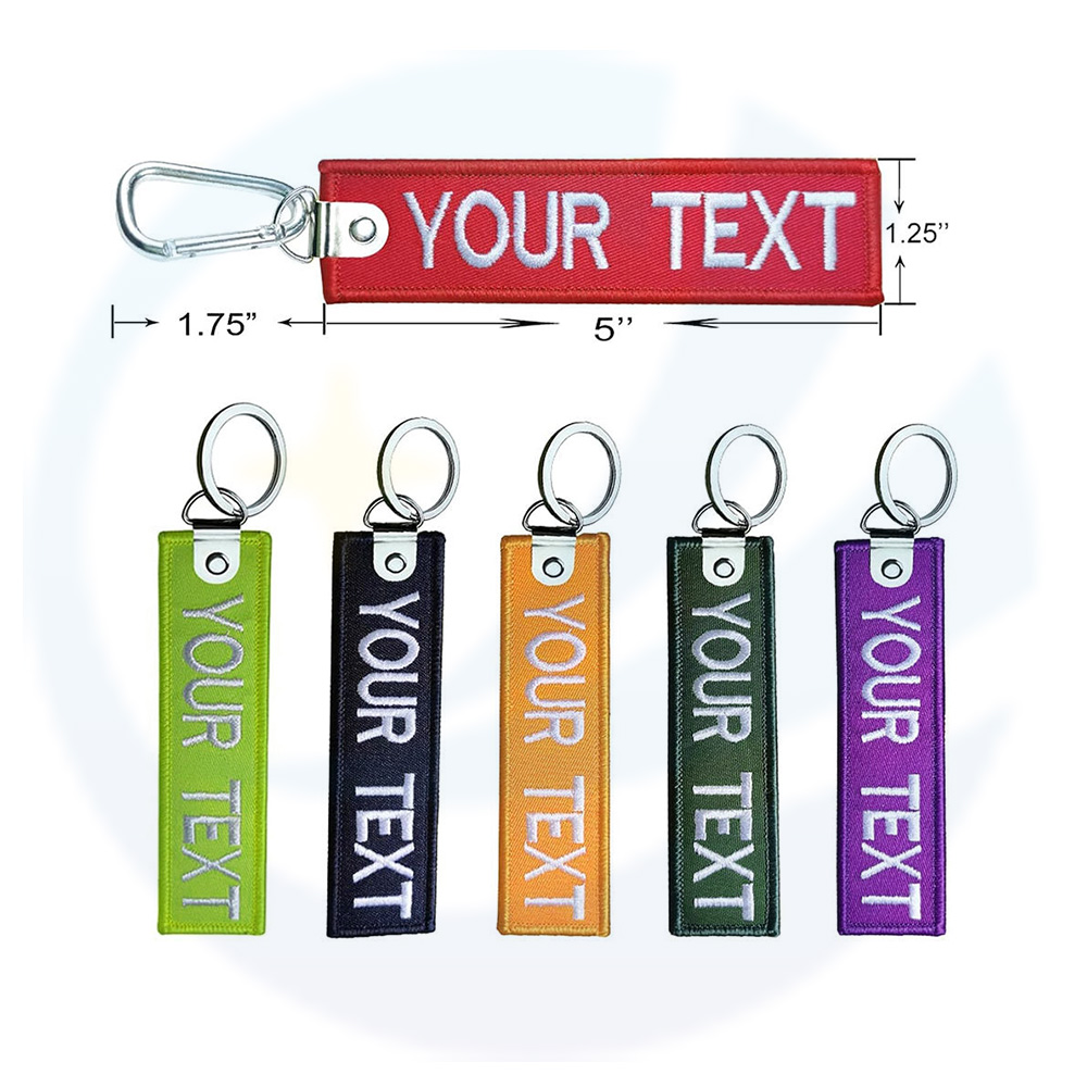 Großhandel benutzerdefinierte Logo Stoff Keychain Stickerei Jet Tags benutzerdefinierte Stoff gesticktes Schlüsselbund Flugschlüsselketten Key Ringschlüssel -Tag