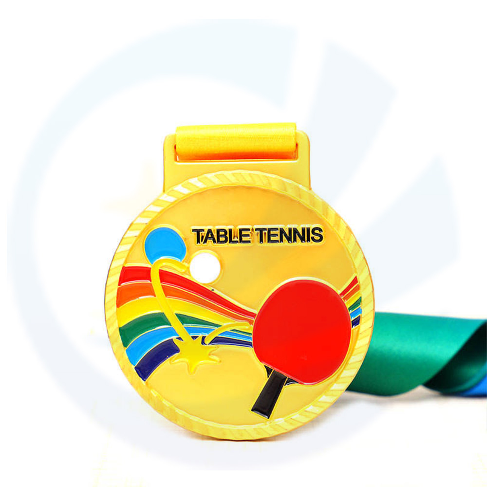 Customized Metal Table Tennis Badminton Tennis Medaillon Großhandel Gold Emaille Custom Sportmedaille