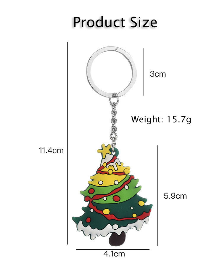 Custom Christmas Cartoon Keychain süße Santa PVC -Werbeschlüsselanhänger Weihnachtsgeschenkanhänger