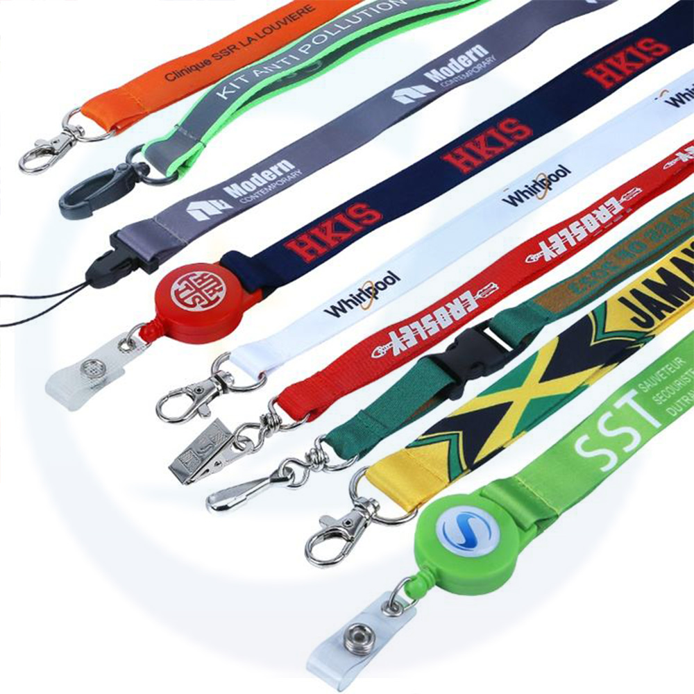 Low MOQ benutzerdefinierte gedruckte leere Sublimation Neckriemen -ID -Abzeichenausweiskarte Lanyards mit Logo Custom Polyester Lanyard