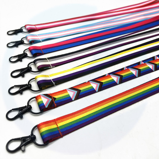 Großhandel OEM Blind -Sublimation Polyester Nylon einfache billige personalisierte kundenspezifische Logo LGBTQ Regenbogen Lanyard