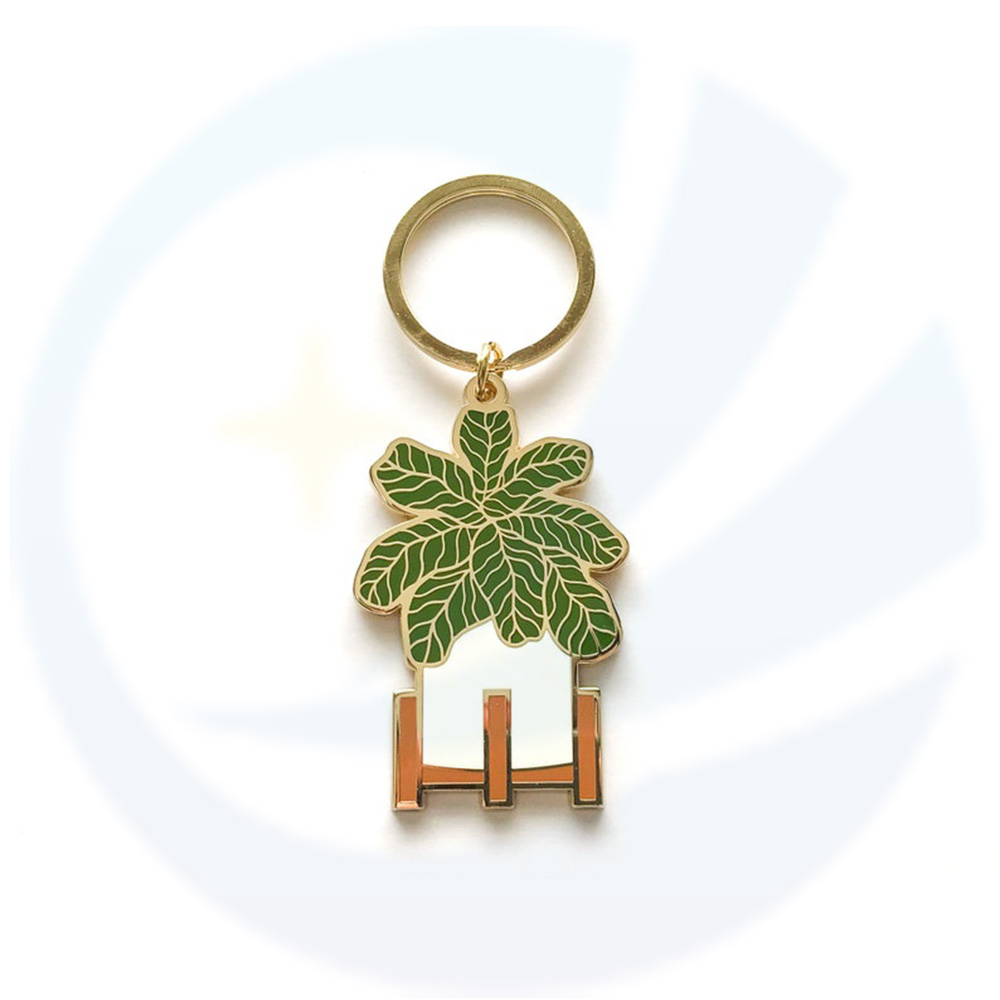 Fertigung maßgeschneidertes Design Hart Emaille Monstera Blatttopftopf Pflanze Schlüsselanhänger Keyrings Anhänger Custom Plant Schlüsselbund