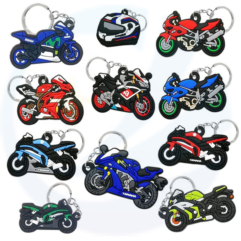 Puppe Anhänger Cartoon Animation Custom Logo Geschenk Motorrad doppelseitiger PVC-Schlüsselbund