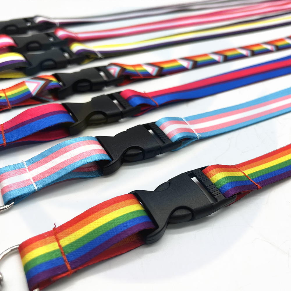 Großhandel OEM Blind -Sublimation Polyester Nylon einfache billige personalisierte kundenspezifische Logo LGBTQ Regenbogen Lanyard