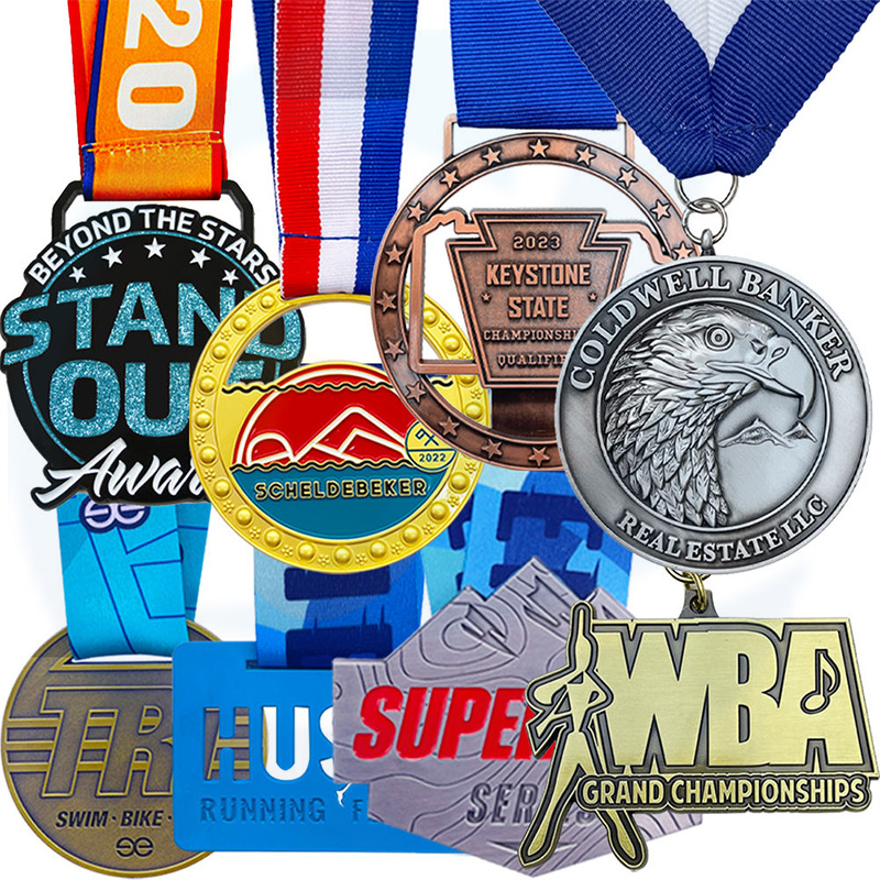 Herstellen Sie keine minimale Bestellung Metal Soccer Football Basketball Volleyball Gymnastics Dance Sport Race Finisher Medaillen Custom