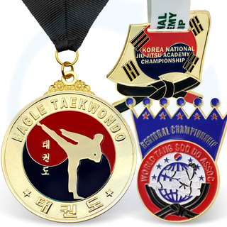 Hersteller Custom 3D Gold Silber Bronze Zinklegierung Metall Medalla Sportmedaille Jiu Jitsu Judo Kung Fu Karate Taekwondo Medaille