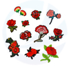 Großhandel benutzerdefinierte Stickereien Blumenflecken Roseneisen auf Flecken Blumen Applique Kleidung Patch Patch