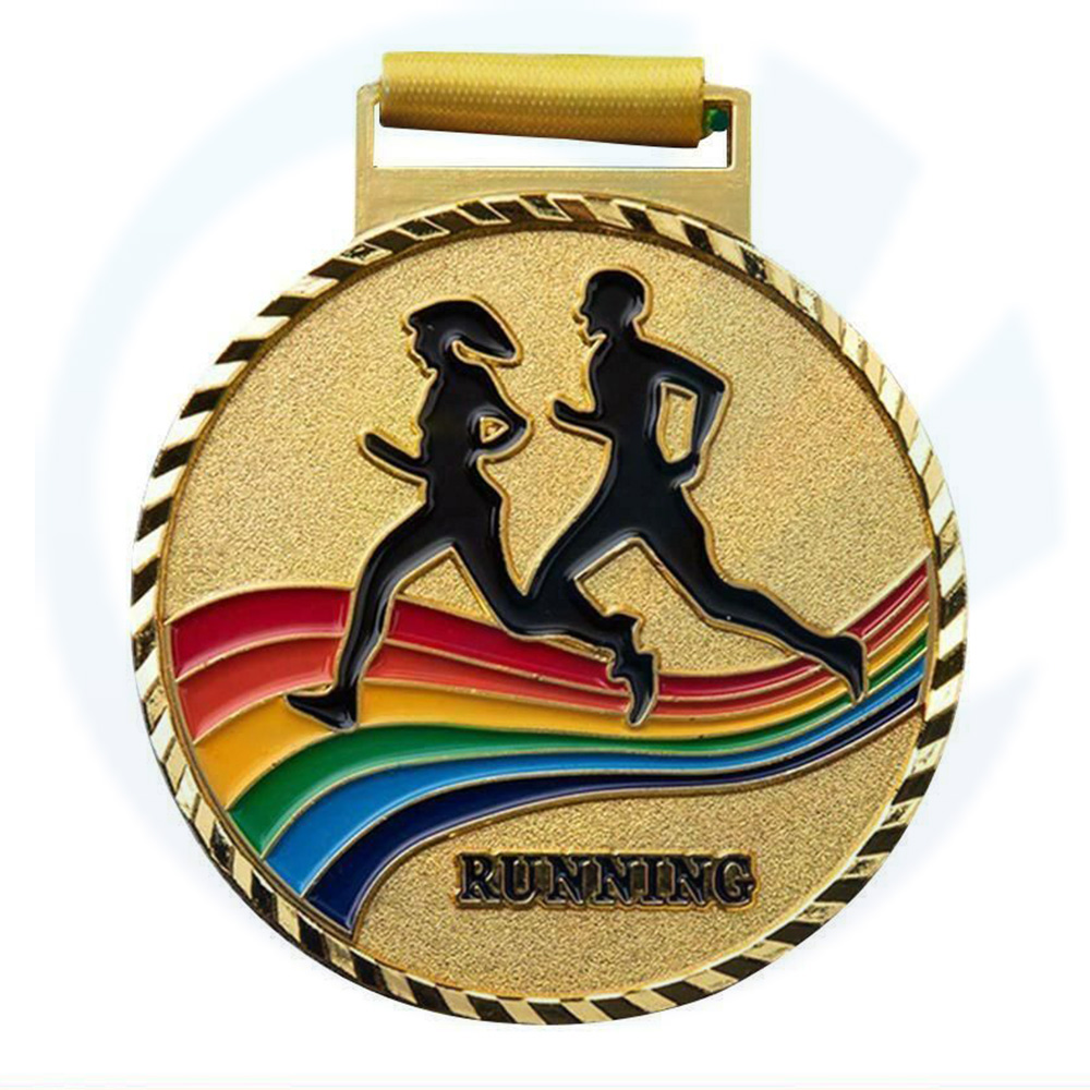 Custom Gold Metal Soccer 5K Laufmedaille mit Ribbon Sports Customized Sportmedaille Custom Marathon Hersteller Bespoke Medaillen