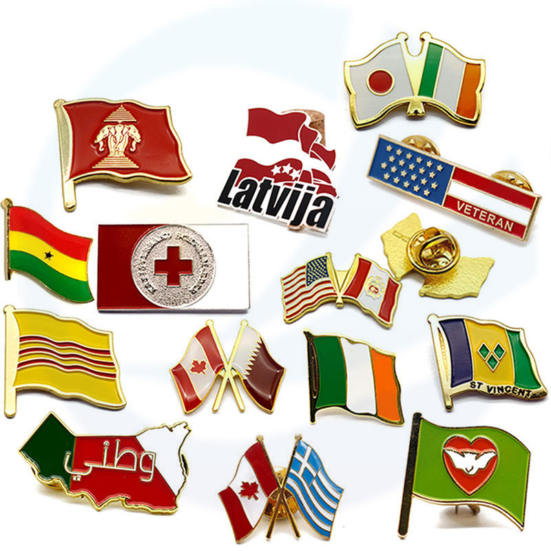 Hot Sale Wholesale Custom Metal Sublimation Blankflags Lampe Pins Abzeichen Hartweicher Emaille Brosche Country Flagge Pin