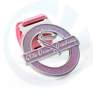 Custom Logo Lanyard Frauen Glitzer Gold Silber Bronze Gewinne Auszeichnung Gymnastik Metal Dance Medaille