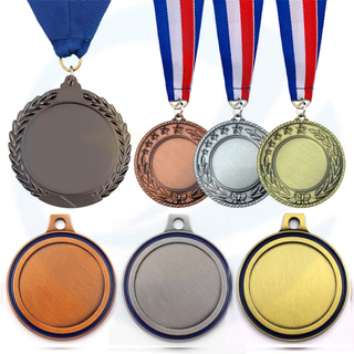 Großhandel Custom Sports Medals Award Metal Blank Medaille und Trophäen mit Ribbon Soccer Swimming Basketball Running Game Medal