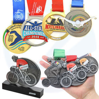 Custom Sports Medal Manufactural 3D Finisher Road Mountain Bike Radsportmedaille Gold Silber Schwimmmedaille mit Band