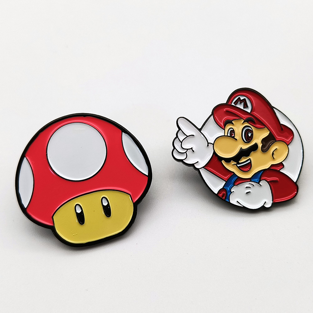 Reversabzeichen Etiketten Großhandel Super Mario Cartoon Anime Pin Mario Bros Emaille Pins Super Mario Metal Pin für Souvenir