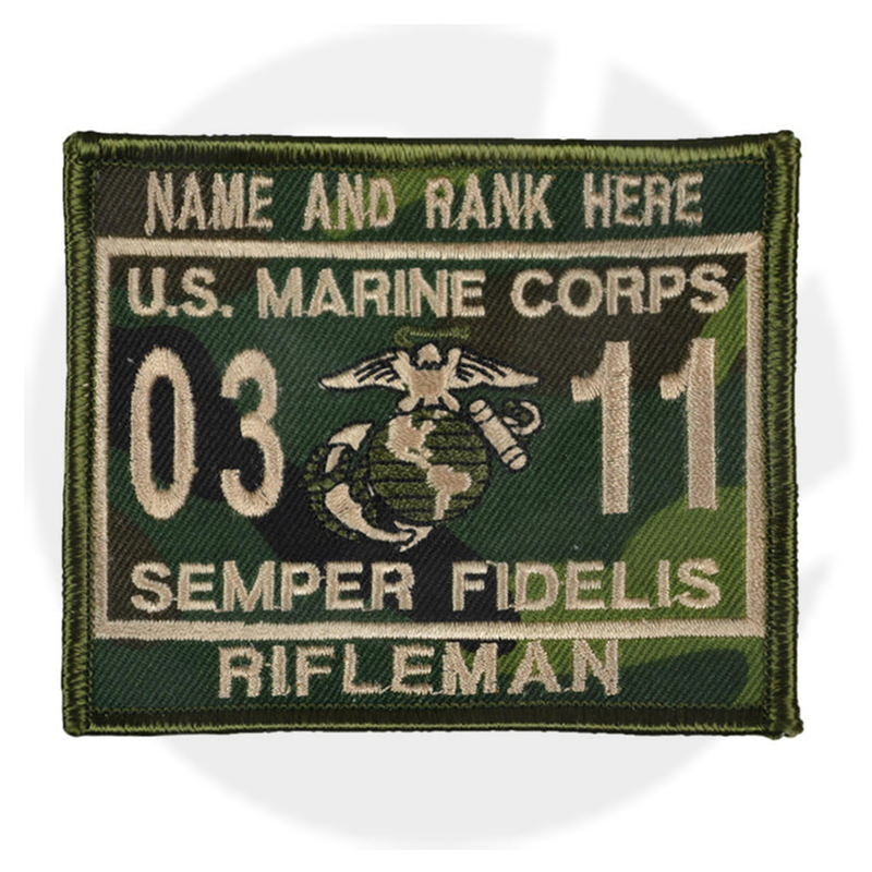 US Marine Woodland Camo Personalisierte MOS -Patch