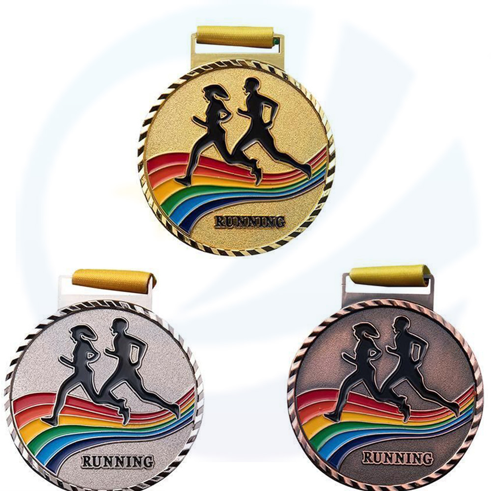 Custom Gold Metal Soccer 5K Laufmedaille mit Ribbon Sports Customized Sportmedaille Custom Marathon Hersteller Bespoke Medaillen