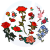 Großhandel benutzerdefinierte Stickereien Blumenflecken Roseneisen auf Flecken Blumen Applique Kleidung Patch Patch