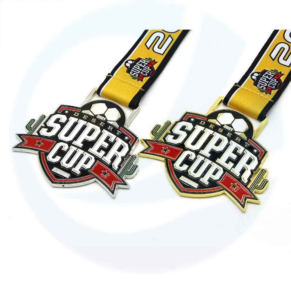 Football Soccer Medalla Medalha Medaille Medaillen mit Ribbon Lanyard Hanger Sportmedaillen Custom Football Soccer Medaille