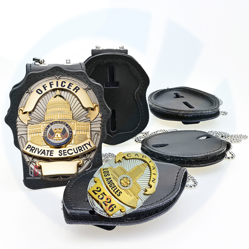 15 Jahre Fabrik Custom Metal Security Badge mit Lederbrieftaschehalter