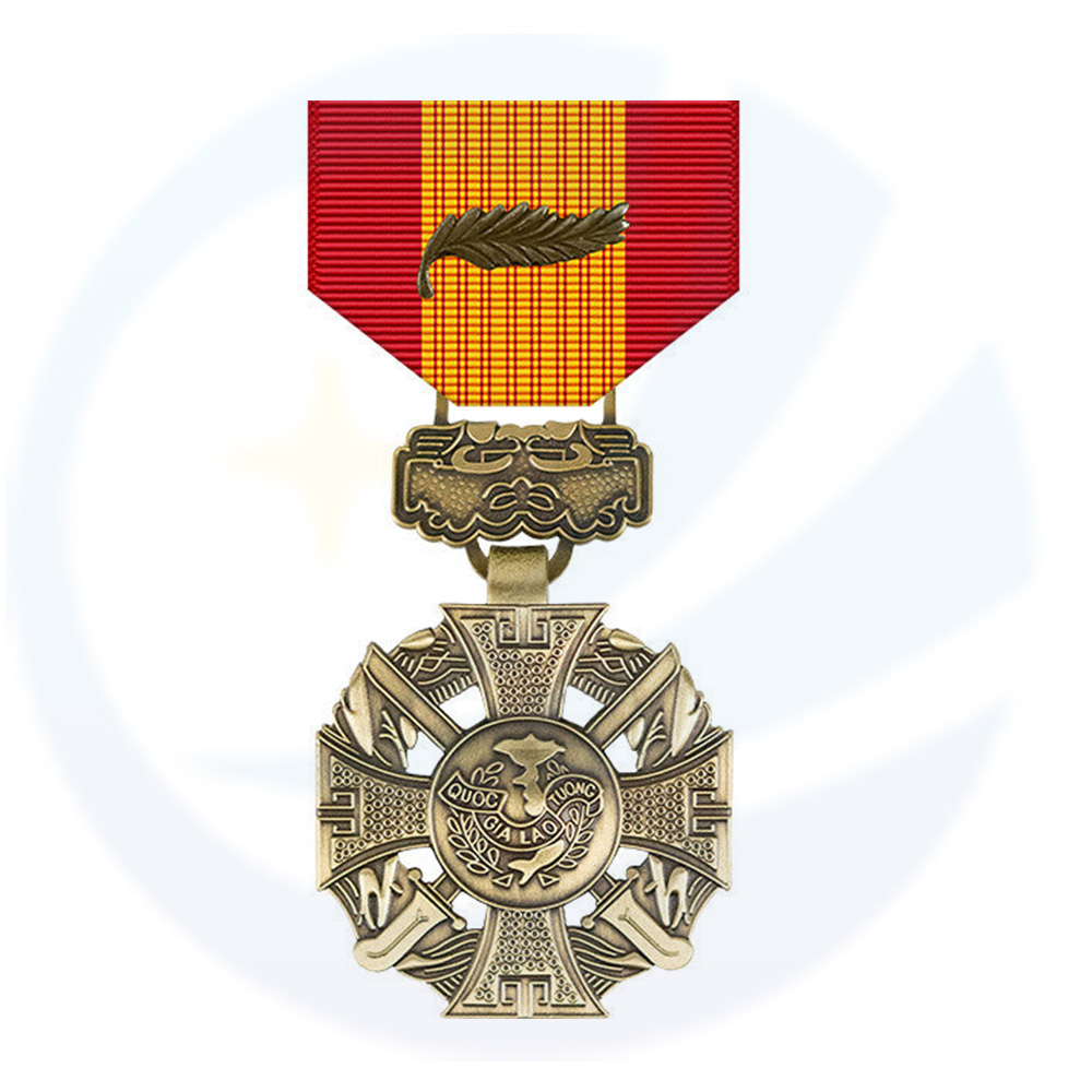 Keine minimale Bestellung maßgeschneiderte leere Abzeichenmedaille Metall -Gold Award Metall Conmemorativa Ehrenmedaille mit Samtbox