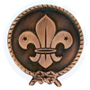 Hochwertige antike Kupfer Metall Lilly Lapel Pin Rundform Scouts Sport Pin Abzeichen für Souvenir